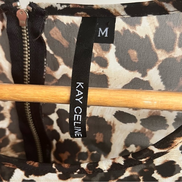 Sheer 🐆 KAY CELINE Gorgeous Sexy LEOPARD Chic HI/LO BLOUSE w/ Zipper TOP M - Picture 8 of 17